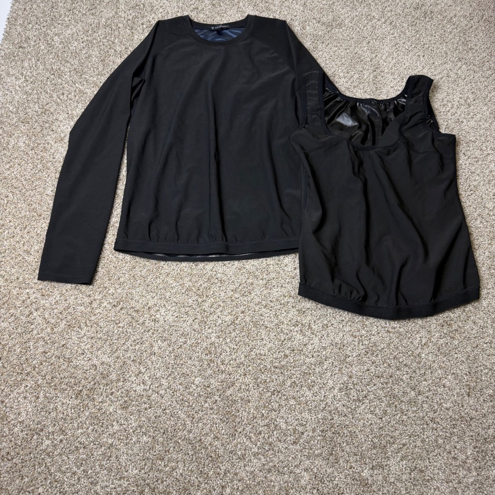 Fuxert Sweat Enhancing Workout Tops Bundle Black Sauna Shirt and Tank Set M L/XL